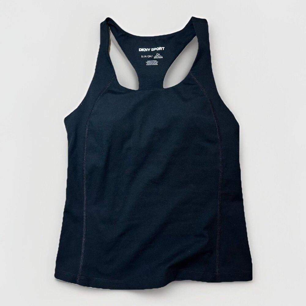 DKNY Sport Top Women’s Small Black Tank Top Support Bra Lined Removable Padding